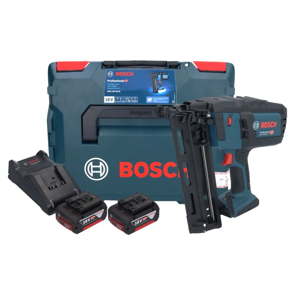 Gwoździarka akumulatorowa Bosch GNH 18V-64 M Professional 18 V 64 mm + 2x akumulator 5,0 Ah + ładowarka + L-BOXX Bosch Pro...