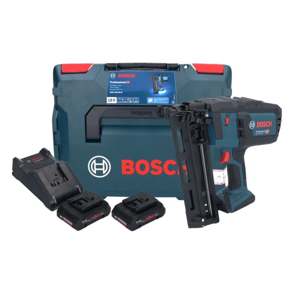 Gwoździarka akumulatorowa Bosch GNH 18V-64 M Professional 18 V 64 mm ( 0601481003 ) + 2x akumulator ProCORE 4,0 Ah + ładow...