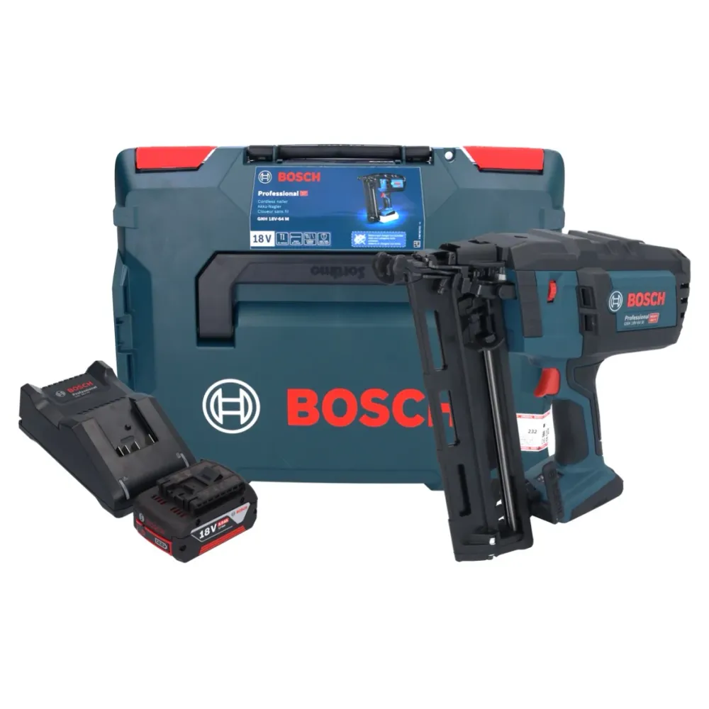 Gwoździarka akumulatorowa Bosch GNH 18V-64 M Professional 18 V 64 mm + 1x akumulator 5,0 Ah + ładowarka + L-BOXX Bosch Pro...