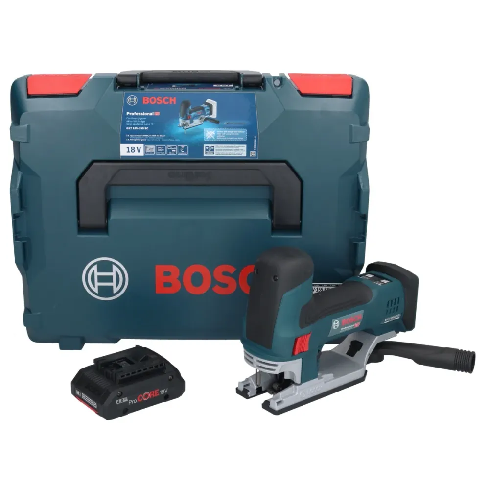 Wyrzynarka akumulatorowa Bosch GST 18V-155 SC Professional 18 V + 1x akumulator ProCORE 4,0 Ah + L-Boxx - bez ładowarki Bo...