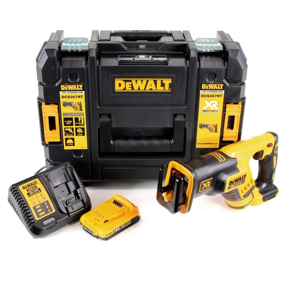 Akumulatorowa pił szablasta DeWalt DCS 367 D1 18V bezszczotkowa pił szablasta + 1x akumulator 2.0Ah + ładowarka + TSTAK