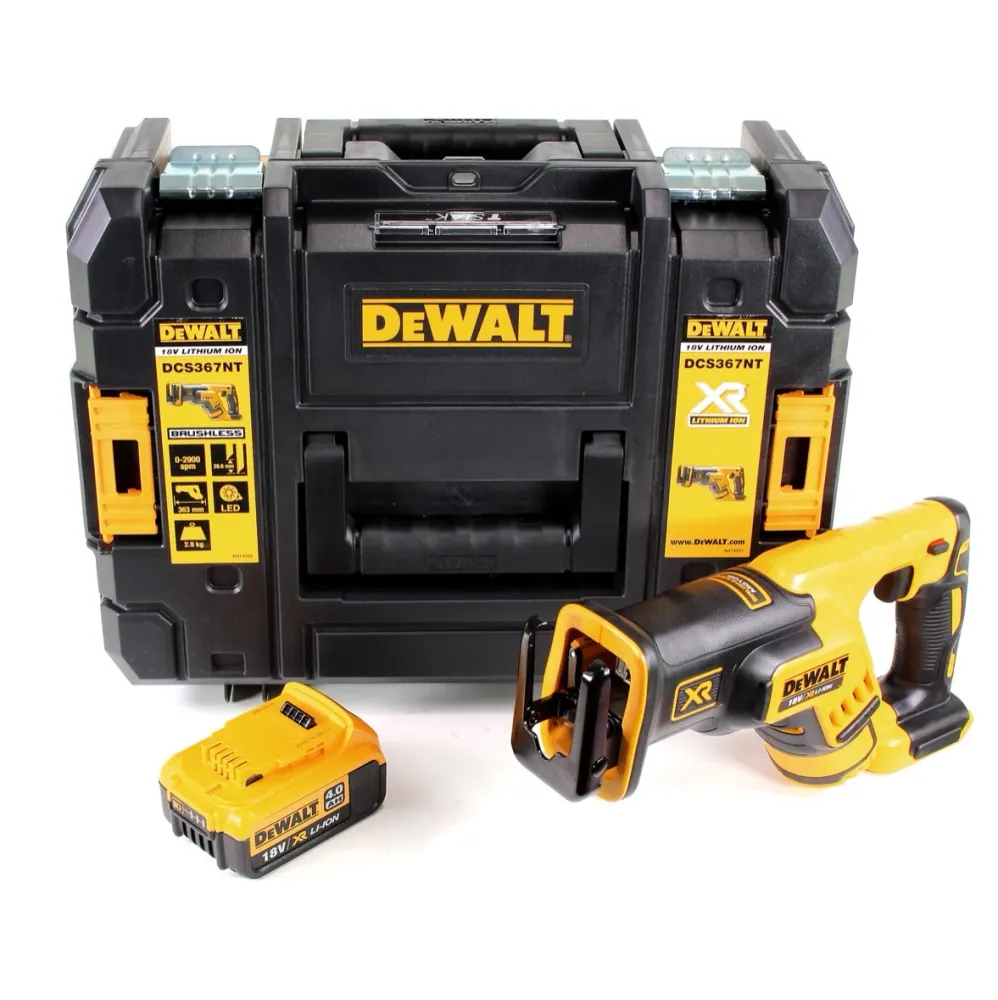 Akumulatorowa pilarka szablasta DeWalt DCS 367 NT 18V bezszczotkowa + 1x akumulator 4,0Ah + TSTAK - bez ładowarki
