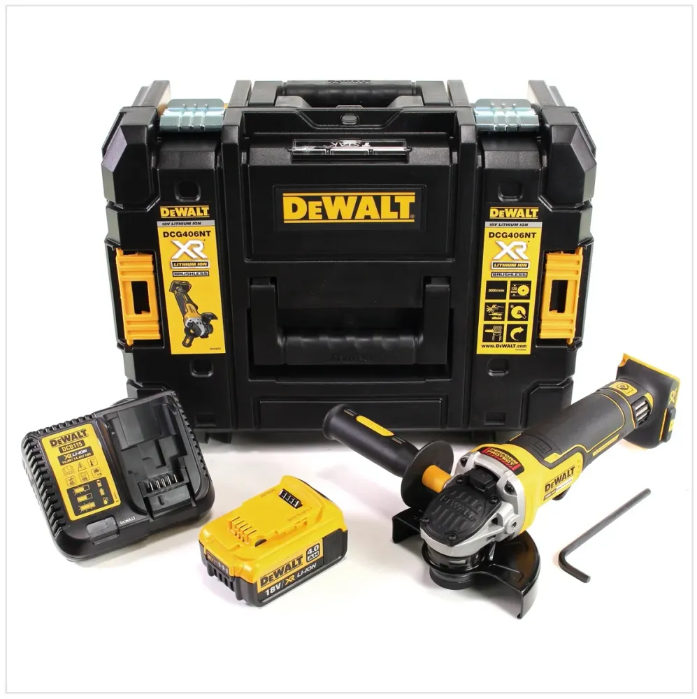 Akumulatorowa szlifierka kątowa DeWalt DCG 406 M1 18V 125mm bezszczotkowa + 1x akumulator 4.0Ah + ładowarka + TSTAK