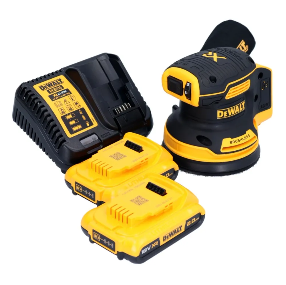 Akumulatorowa szlifierka mimośrodowa DeWalt DCW 210 D2 18 V 125 mm bezszczotkowa + 2x akumulator 2,0 Ah + ładowarka