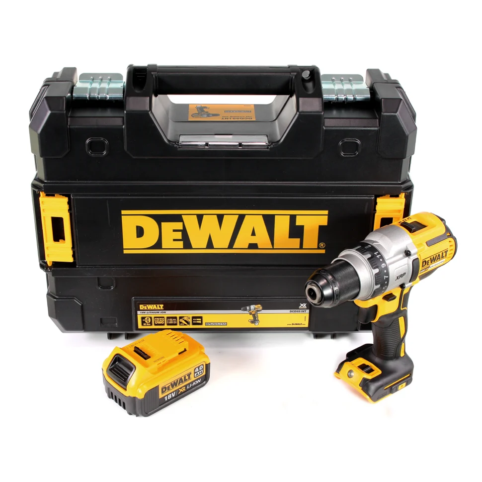 Akumulatorowa trzybiegowa wiertarko-wkrętarka DeWalt DCD 991 M1 18V 95Nm bezszczotkowa + 1x akumulator 4.0Ah + TSTAK - bez...