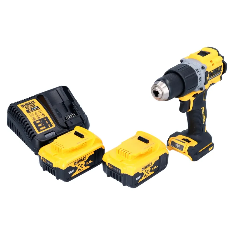 Akumulatorowa wiertarko-wkrętarka udarowa DeWalt DCD 805 P2 18 V 90 Nm bezszczotkowa + 2x akumulator 5,0 Ah + ładowarka