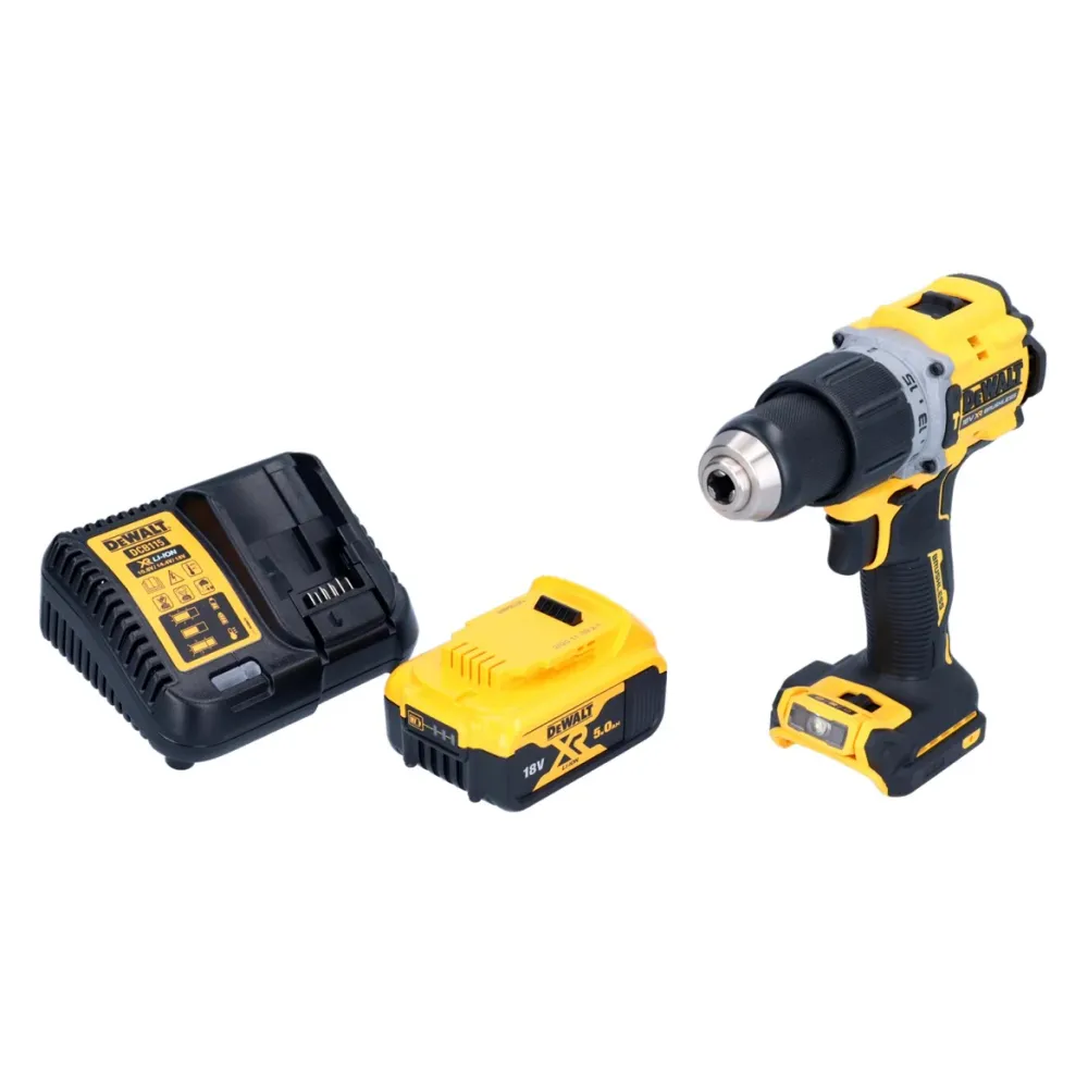 Akumulatorowa wiertarko-wkrętarka udarowa DeWalt DCD 805 P1 18 V 90 Nm bezszczotkowa + 1x akumulator 5,0 Ah + ładowarka