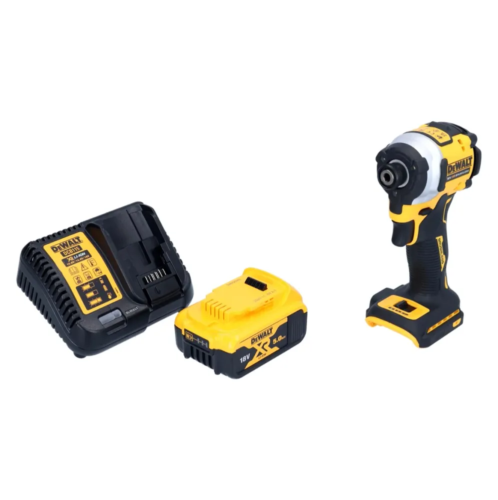 Akumulatorowy klucz udarowy DeWalt DCF 850 P1 18 V 205 Nm 1/4" bezszczotkowy + 1x akumulator 5,0 Ah + ładowarka