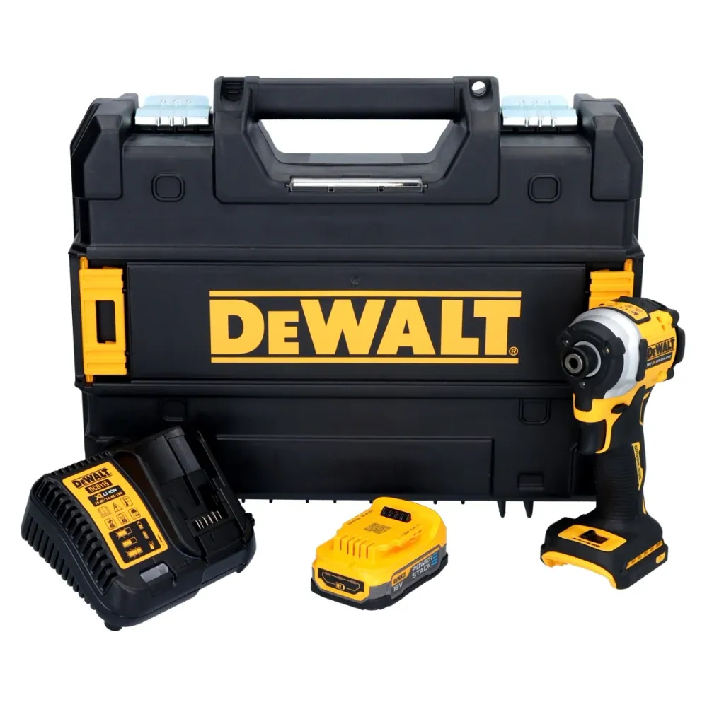 Akumulatorowy klucz udarowy DeWalt DCF 850 E1T 18 V 205 Nm 1/4" bezszczotkowy + 1x akumulator 1,7 Ah + ładowarka + TSTAK