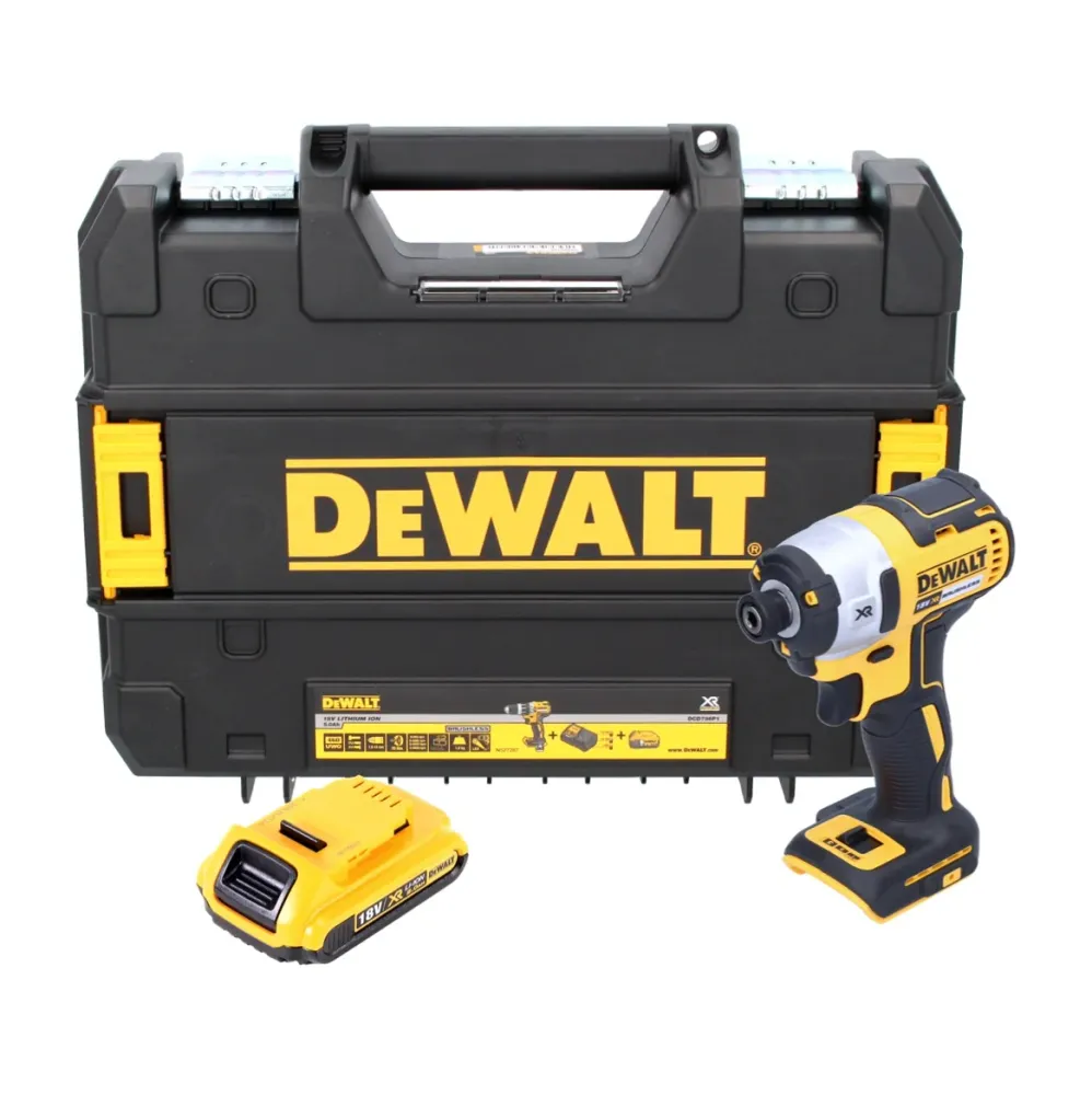 Akumulatorowy klucz udarowy DeWalt DCF 887 NT 18 V 205 Nm 1/4" bezszczotkowy + 1x akumulator 2,0 Ah + TSTAK - bez ładowarki
