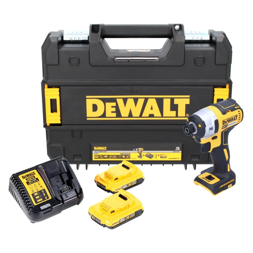 Akumulatorowy klucz udarowy DeWalt DCF 887 D2T 18 V 205 Nm 1/4" bezszczotkowy + 2x akumulator 2,0 Ah + ładowarka + TSTAK