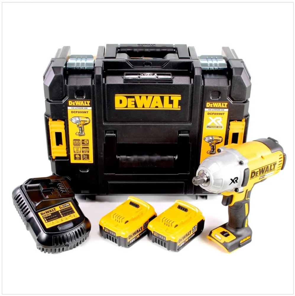 Akumulatorowy klucz udarowy DeWalt DCF 899 M2 18V 1/2" 950Nm z bezszczotkową blokadą kulkową + 2x akumulator 4.0Ah + ładow...