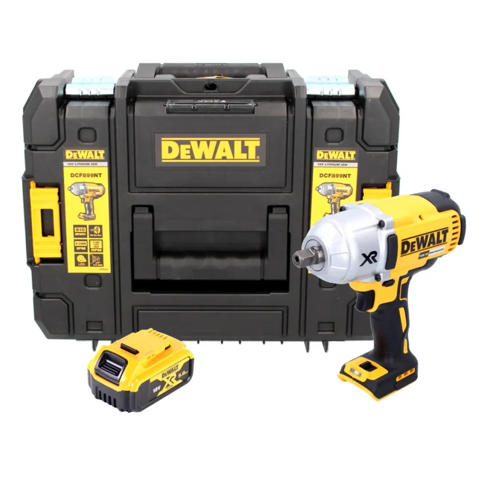 DeWalt DCF 899 NT akumulatorowy klucz udarowy 18 V 950 Nm 1/2" bezszczotkowy + 1x akumulator 5,0 Ah + TSTAK - bez ładowarki