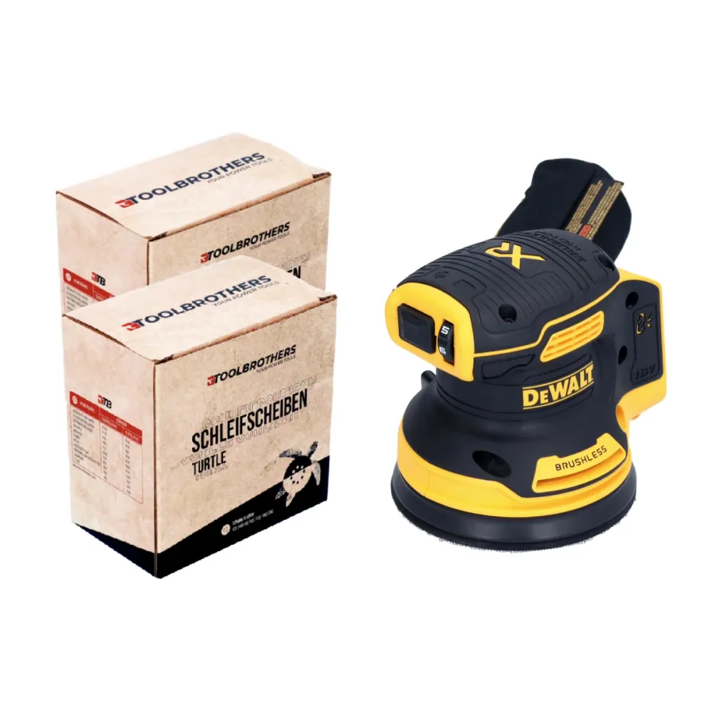 DeWalt DCW 210 N akumulatorowa szlifierka oscylacyjna 18 V 125 mm bezszczotkowa solo + 2x zestaw tarcz szlifierskich Toolb...