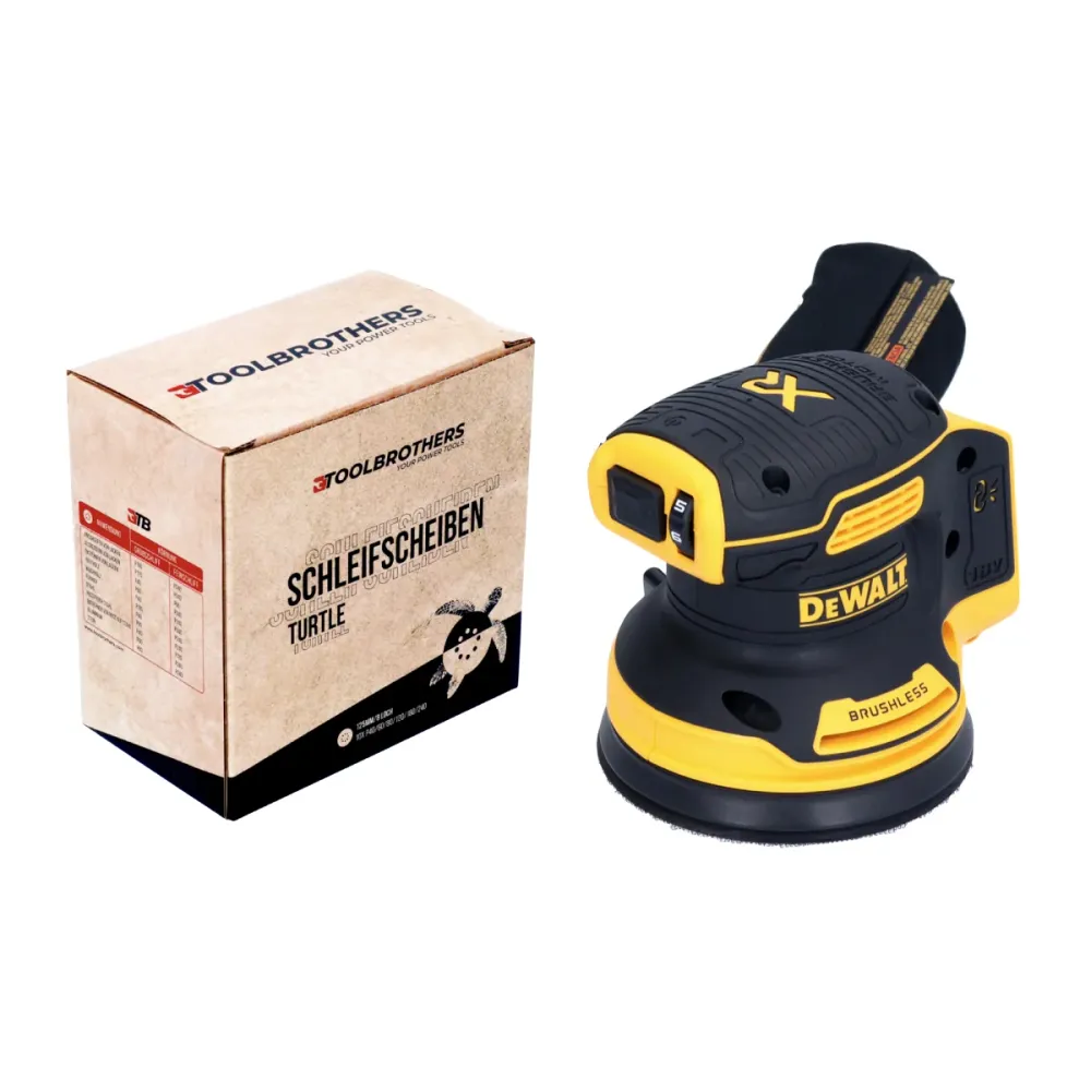 DeWalt DCW 210 N akumulatorowa szlifierka oscylacyjna 18 V 125 mm bezszczotkowa solo + 1x zestaw tarcz szlifierskich Toolb...