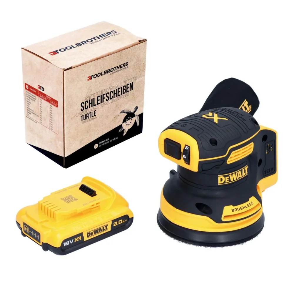 DeWalt DCW 210 N akumulatorowa szlifierka oscylacyjna 18 V 125 mm bezszczotkowa + 1x akumulator 2,0 Ah + 1x zestaw tarcz s...