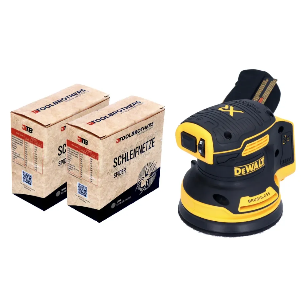 DeWalt DCW 210 N akumulatorowa szlifierka oscylacyjna 18 V 125 mm bezszczotkowa solo + 2x zestaw ścierniw sieciowych Toolb...