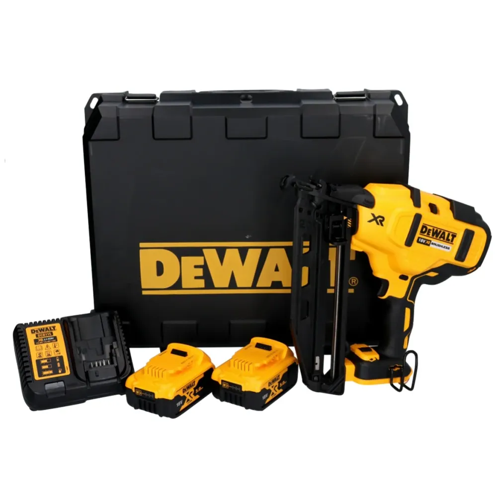 Gwoździarka akumulatorowa DeWalt DCN 660 P2 18 V 32-63 mm bezszczotkowa + 2x akumulator 5,0 Ah + ładowarka + walizka