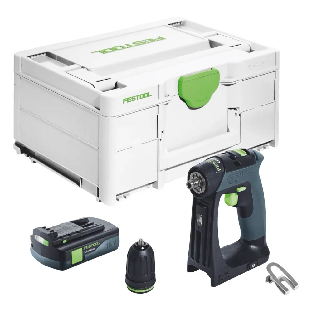 Akumulatorowa wiertarko-wkrętarka Festool CXS 18 18 V 40 Nm bezszczotkowa + 1x akumulator 3,0 Ah + ładowarka - bez ładowarki