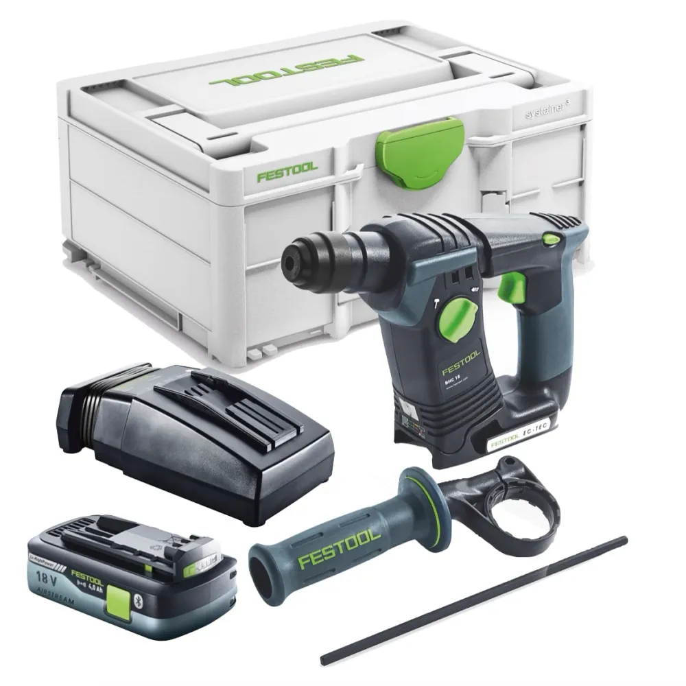 Akumulatorowa wiertarko-wkrętarka udarowa Festool BHC 18-Basic 18 V 1,8 J SDS Plus Brushless + 1x akumulator 4,0 Ah + łado...