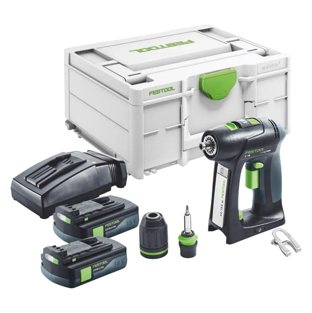 Festool C 18-Basic akumulatorowa wiertarko-wkrętarka 18 V 45 Nm bezszczotkowa + 2x akumulator 3,0 Ah + ładowarka + systainer