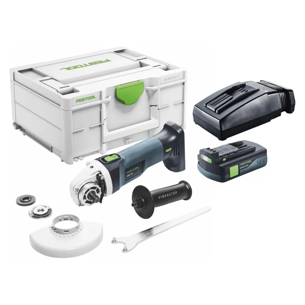 Festool AGC 18-125 EB-Basic akumulatorowa szlifierka kątowa 18 V 125 mm bezszczotkowa + 1x akumulator 3,0 Ah + ładowarka +...