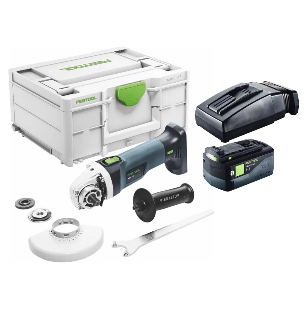 Festool AGC 18-125 EB-Basic akumulatorowa szlifierka kątowa 18 V 125 mm bezszczotkowa + 1x akumulator 5,0 Ah + ładowarka +...