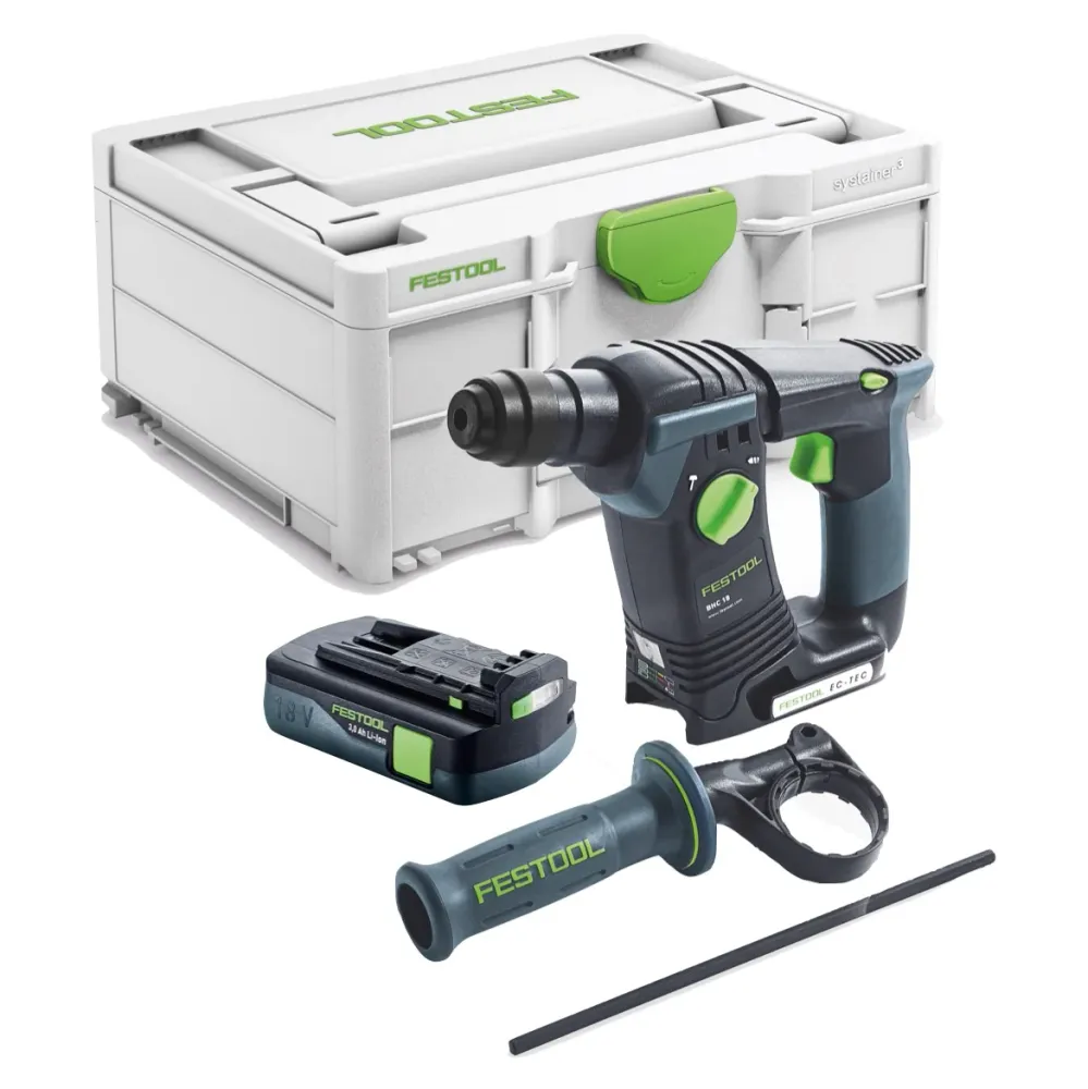 Festool BHC 18-Basic akumulatorowa wiertarko-wkrętarka 18 V 1,8 J SDS Plus Brushless + 1x akumulator 3,0 Ah + Systainer -...
