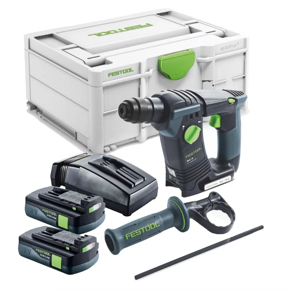 Festool BHC 18-Basic akumulatorowa wiertarko-wkrętarka 18 V 1,8 J SDS Plus Brushless + 2x akumulator 3,0 Ah + ładowarka +...