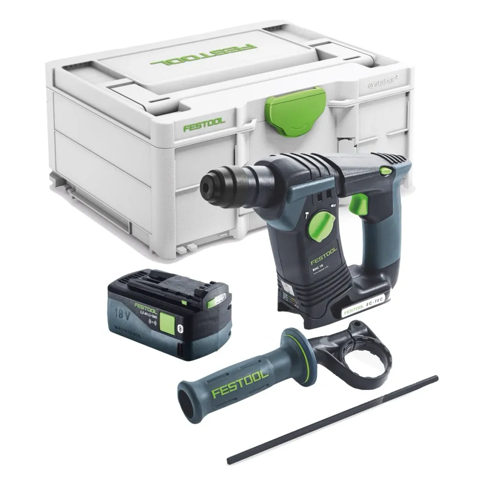Festool BHC 18-Basic akumulatorowa wiertarko-wkrętarka udarowa 18 V 1,8 J SDS Plus Brushless + 1x akumulator 5,0 Ah + Syst...