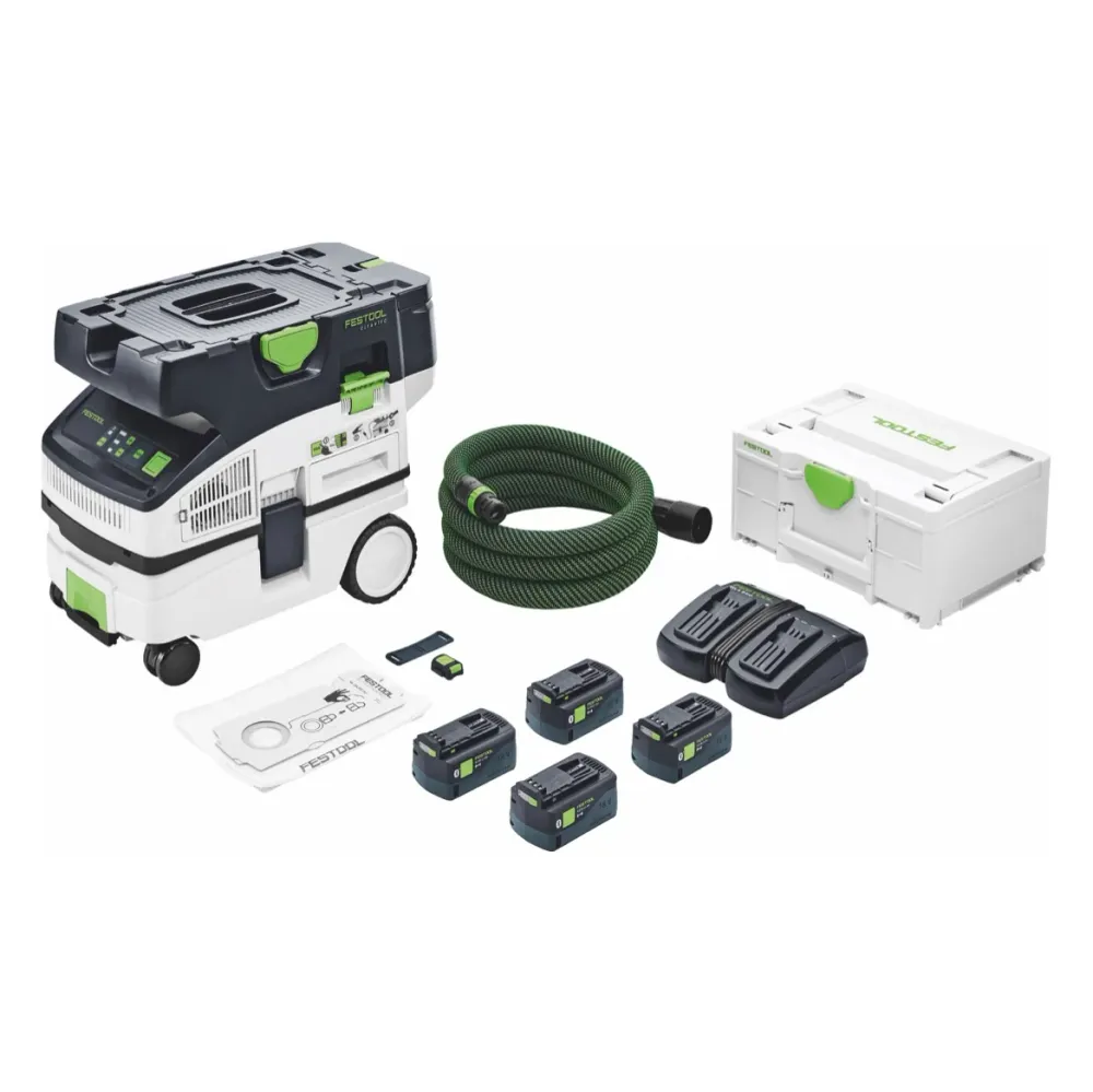 Festool CTLC MINI I-Plus akumulatorowy odkurzacz mobilny 36 V ( 2x 18 V ) klasa pyłu L ( 577670 ) + 4x akumulator 5,0 Ah +...