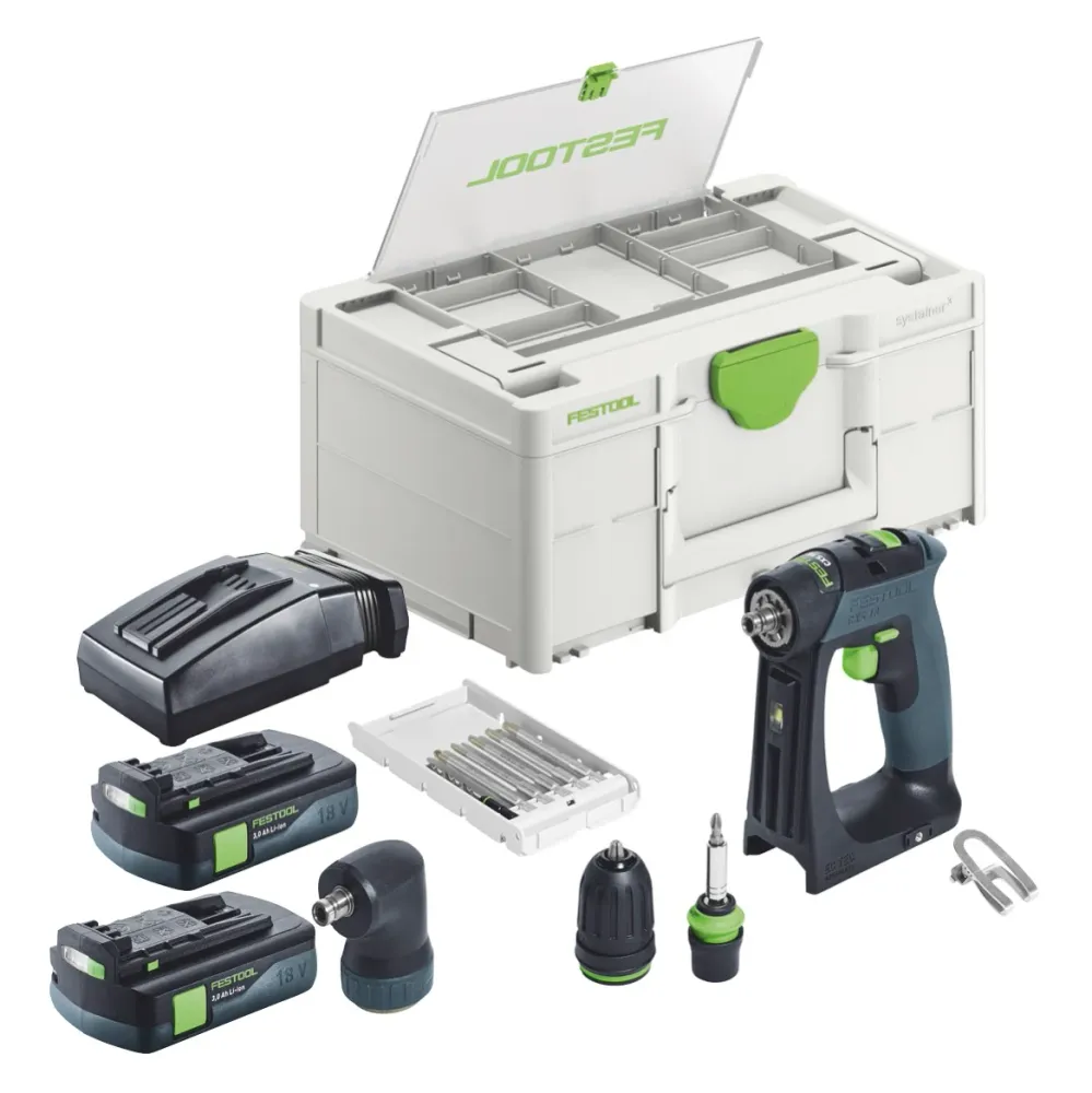 Festool CXS 18-3,0-Set akumulatorowa wiertarko-wkrętarka 18 V 40 Nm bezszczotkowa + 1x akumulator 3,0 Ah + ładowarka + sys...