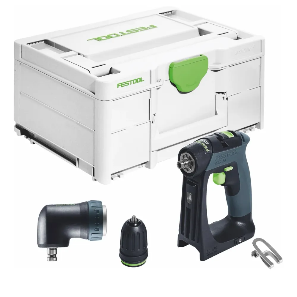 Festool CXS 18-Basic akumulatorowa wiertarko-wkrętarka 18 V 40 Nm bezszczotkowa + przystawka kątowa + systainer - bez akum...