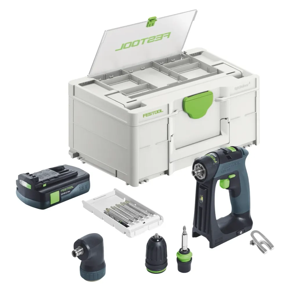 Festool CXS 18-Basic-Set akumulatorowa wiertarko-wkrętarka 18 V 40 Nm bezszczotkowa + 1x akumulator 3,0 Ah + ładowarka - b...