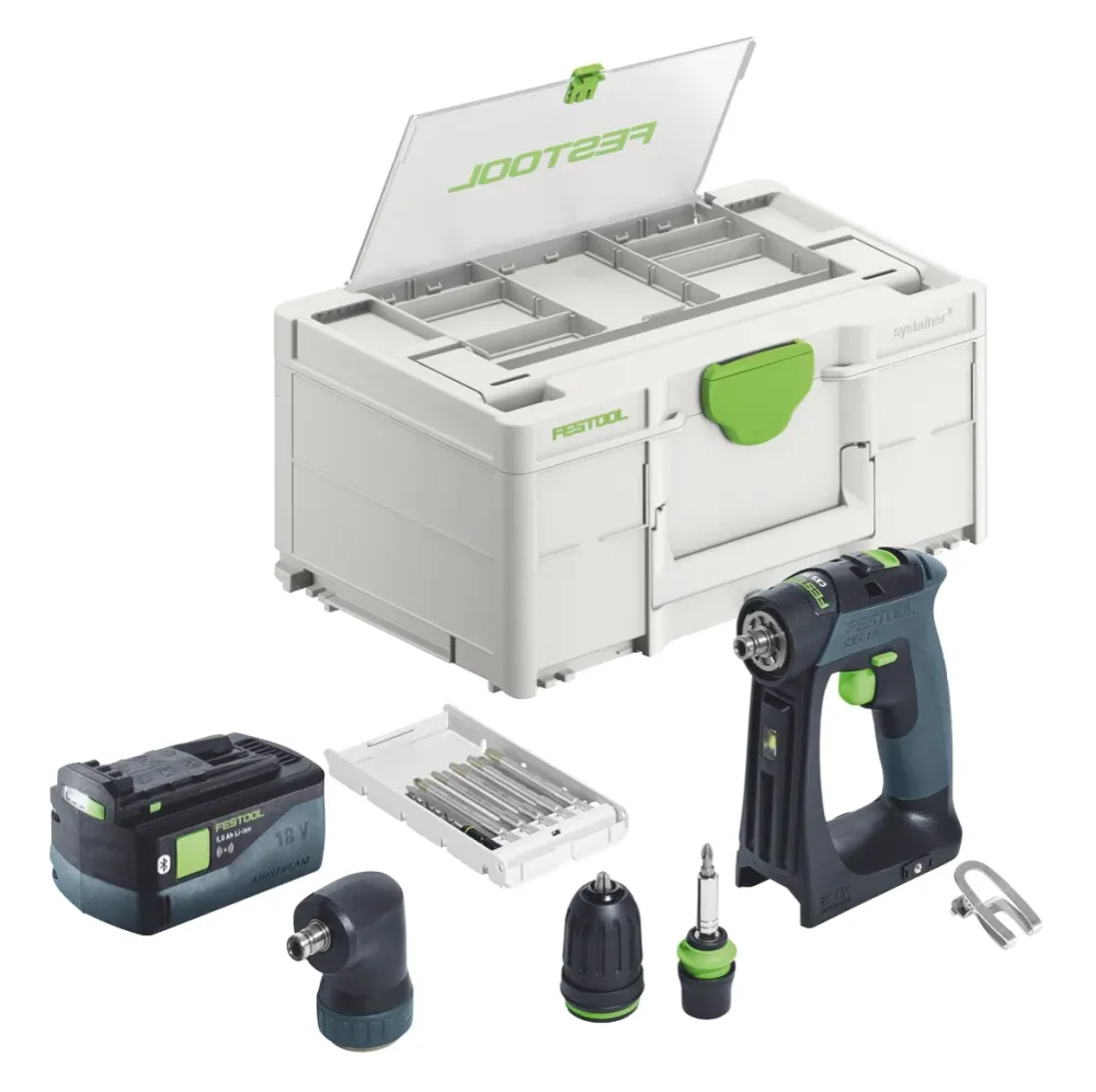 Festool CXS 18-Basic-Set akumulatorowa wiertarko-wkrętarka 18 V 40 Nm bezszczotkowa + 1x akumulator 5,0 Ah + ładowarka - b...