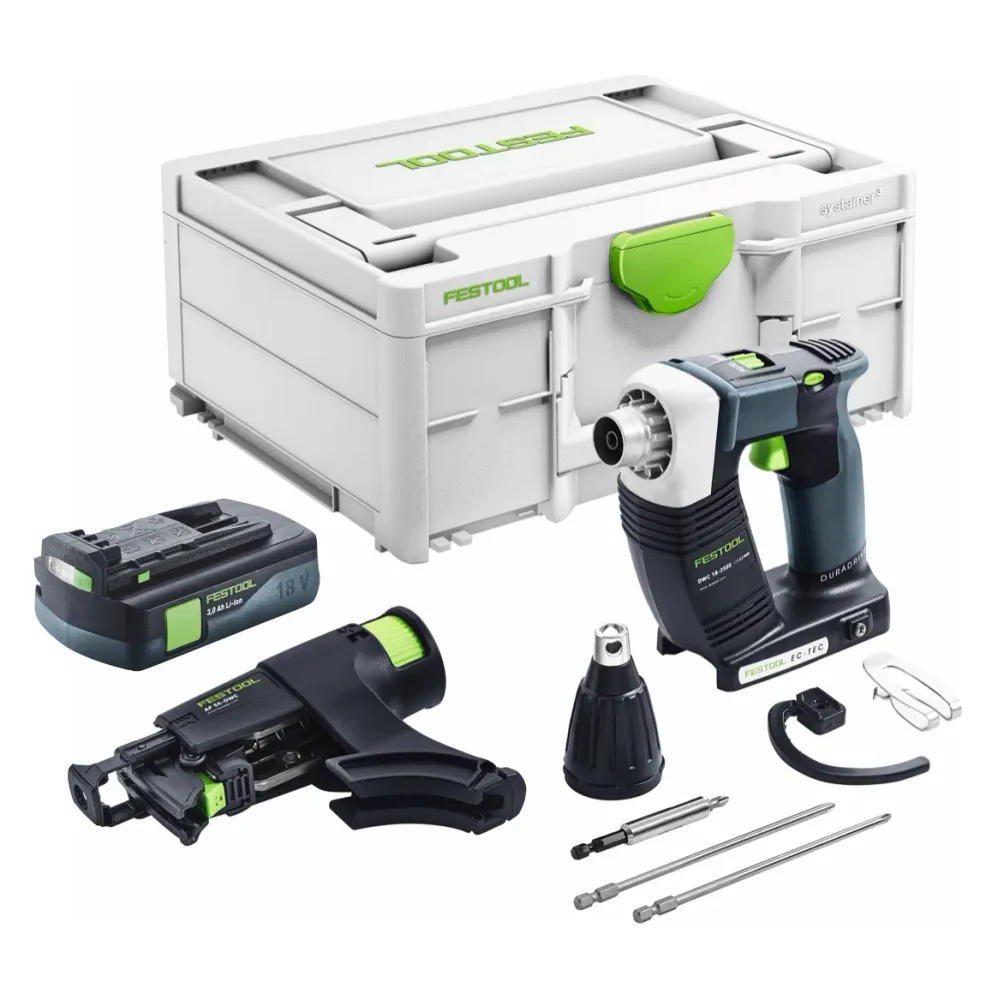 Festool DURADRIVE DWC 18-2500 Basic akumulatorowa wkrętarka budowlana 18 V 18 Nm bezszczotkowa + 1x akumulator 3,0 Ah + ła...