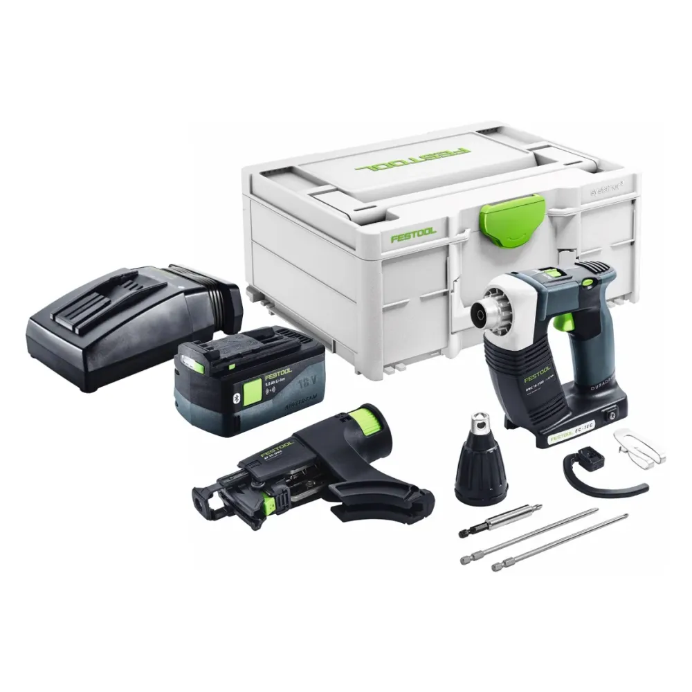 Festool DURADRIVE DWC 18-2500 Basic akumulatorowa wkrętarka budowlana 18 V 18 Nm bezszczotkowa + 1x akumulator 5,0 Ah + ła...