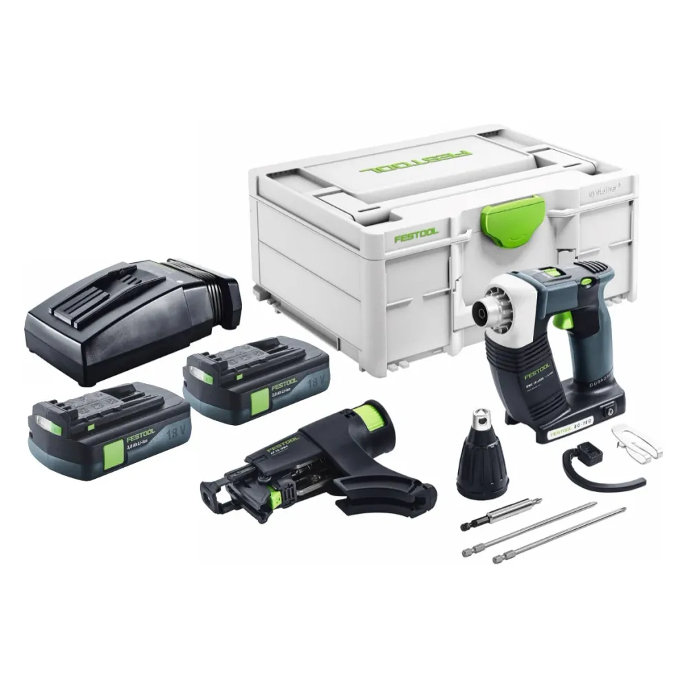 Festool DURADRIVE DWC 18-4500 Basic akumulatorowa wkrętarka budowlana 18 V 14 Nm bezszczotkowa + 2x akumulator 3,0 Ah + ła...