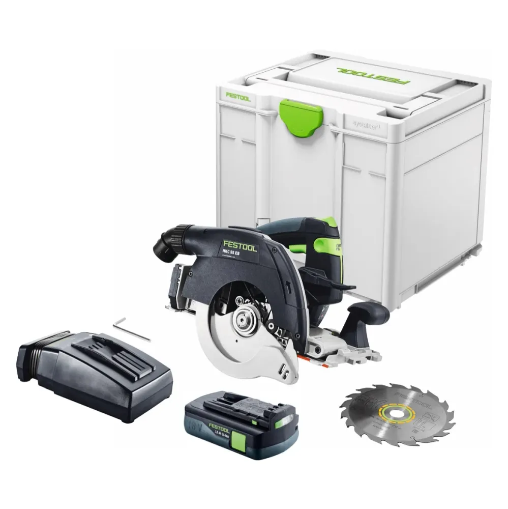 Festool HKC 55 EB-Basic akumulatorowa pilarka tarczowa 18 V 160 mm bezszczotkowa + 1x akumulator 3,0 Ah + ładowarka + Syst...