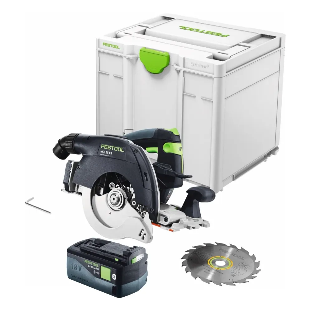Festool HKC 55 EB-Basic akumulatorowa pilarka tarczowa 18 V 160 mm bezszczotkowa + 1x akumulator 5,0 Ah + Systainer - bez...