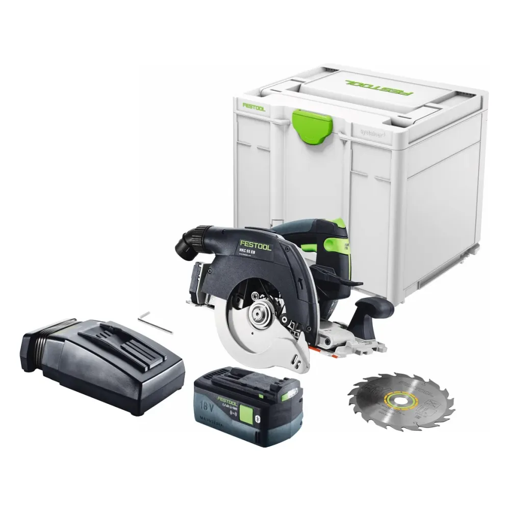 Festool HKC 55 EB-Basic akumulatorowa pilarka tarczowa 18 V 160 mm bezszczotkowa + 1x akumulator 5,0 Ah + ładowarka + Syst...