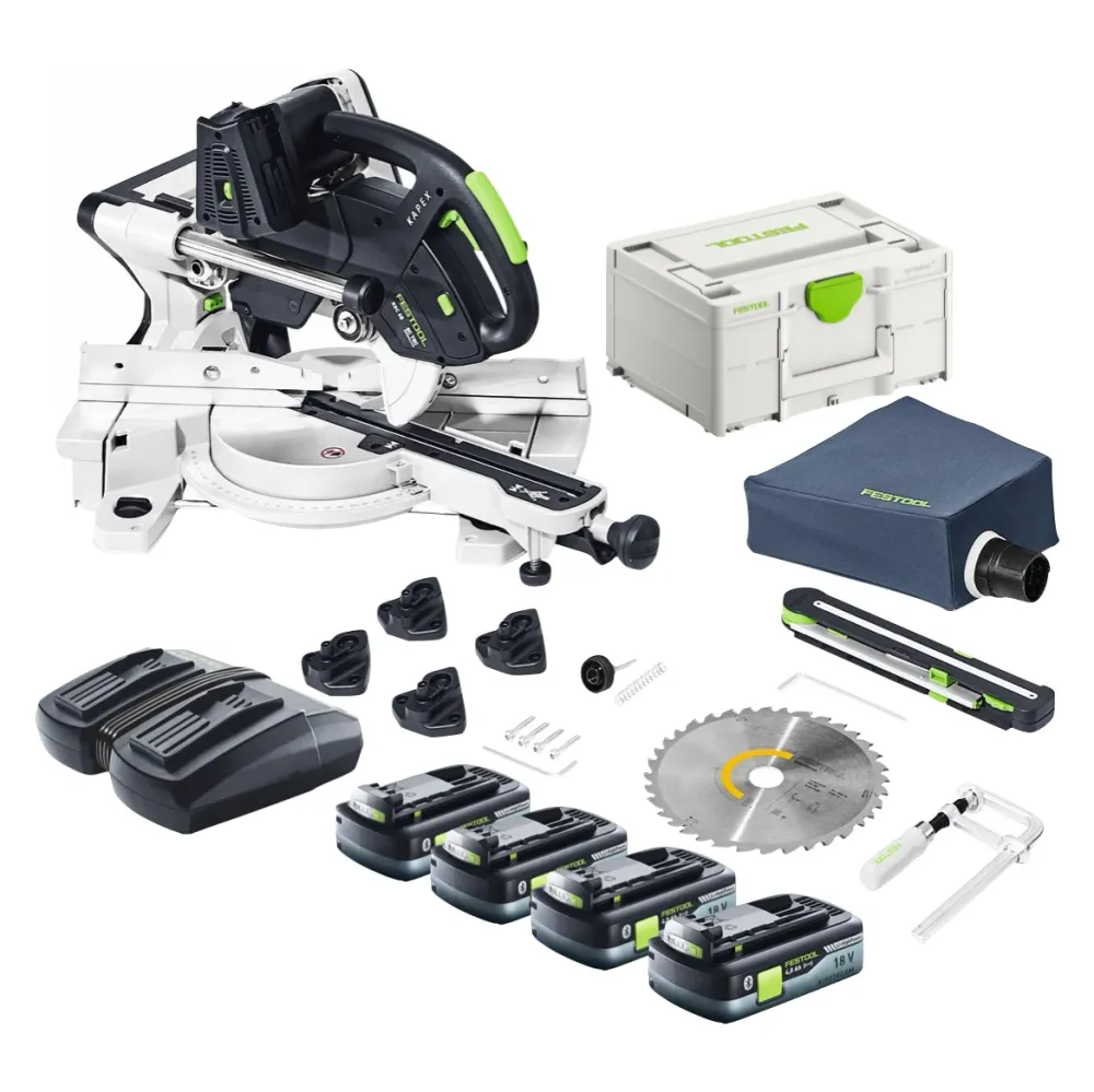 Festool KSC 60 EB-Basic KAPEX akumulatorowa pił poprzeczna 18 V / 36 V 216 mm bezszczotkowa + 4x akumulator 4,0 Ah + ładow...