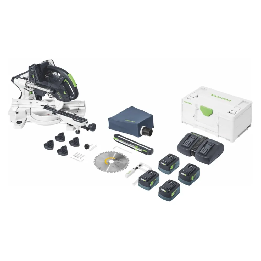 Festool KSC 60 EB-Basic KAPEX akumulatorowa pił poprzeczna 18 V / 36 V 216 mm bezszczotkowa + 4x akumulator 5,0 Ah + podwó...