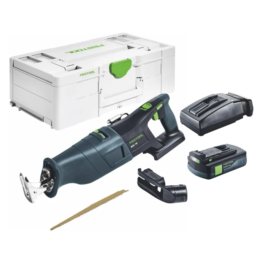 Festool RSC 18 EB-Basic akumulatorowa pilarka szablasta 18 V bezszczotkowa + 1x akumulator 3,0 Ah + ładowarka + Systainer