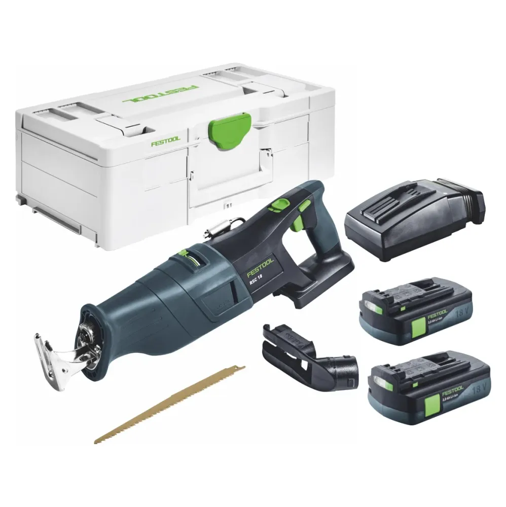 Festool RSC 18 EB-Basic akumulatorowa pilarka szablasta 18 V bezszczotkowa + 2x akumulator 3,0 Ah + ładowarka + Systainer
