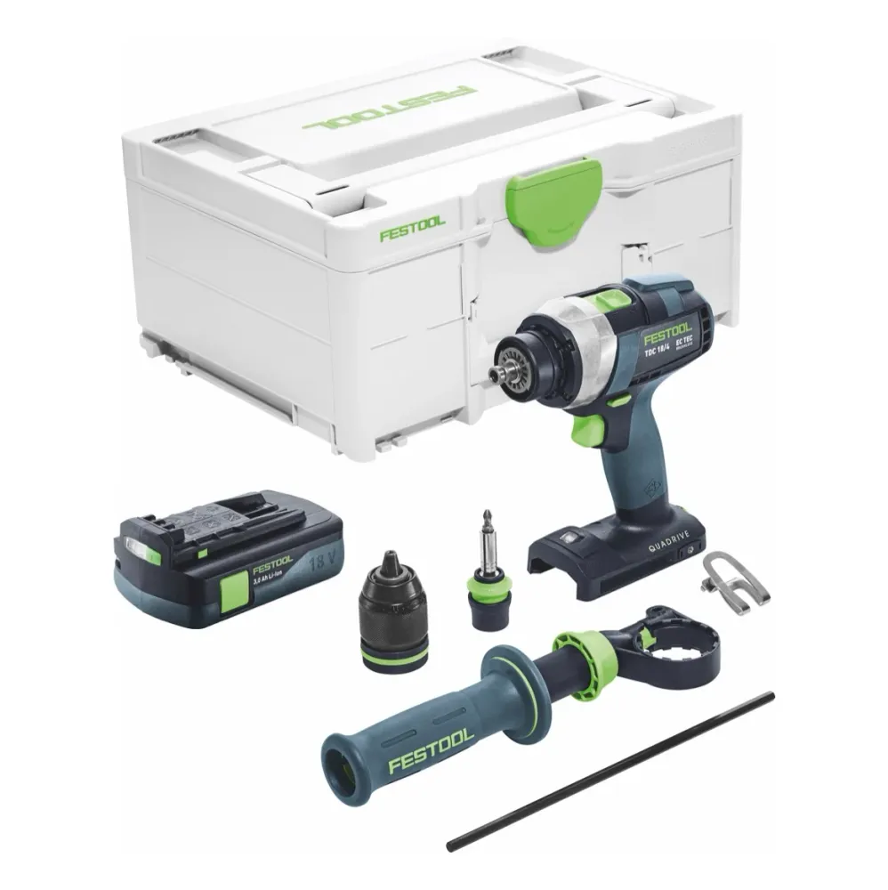 Festool TDC 18/4 I-Basic akumulatorowa wiertarko-wkrętarka 18 V 75 Nm bezszczotkowa + 1x akumulator 3,0 Ah + ładowarka - b...