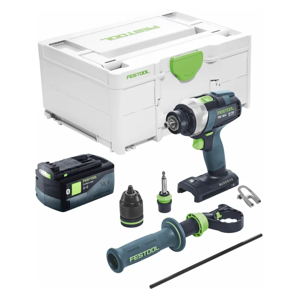 Festool TDC 18/4 I-Basic akumulatorowa wiertarko-wkrętarka 18 V 75 Nm bezszczotkowa + 1x akumulator 5,0 Ah + ładowarka - b...