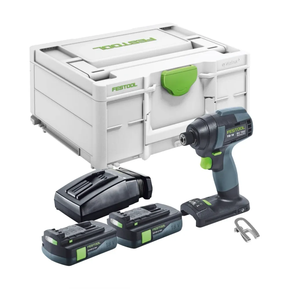 Festool TID 18-Basic akumulatorowy klucz udarowy 18 V 180 Nm 1/4" + 2x akumulator 3,0 Ah + ładowarka + systainer