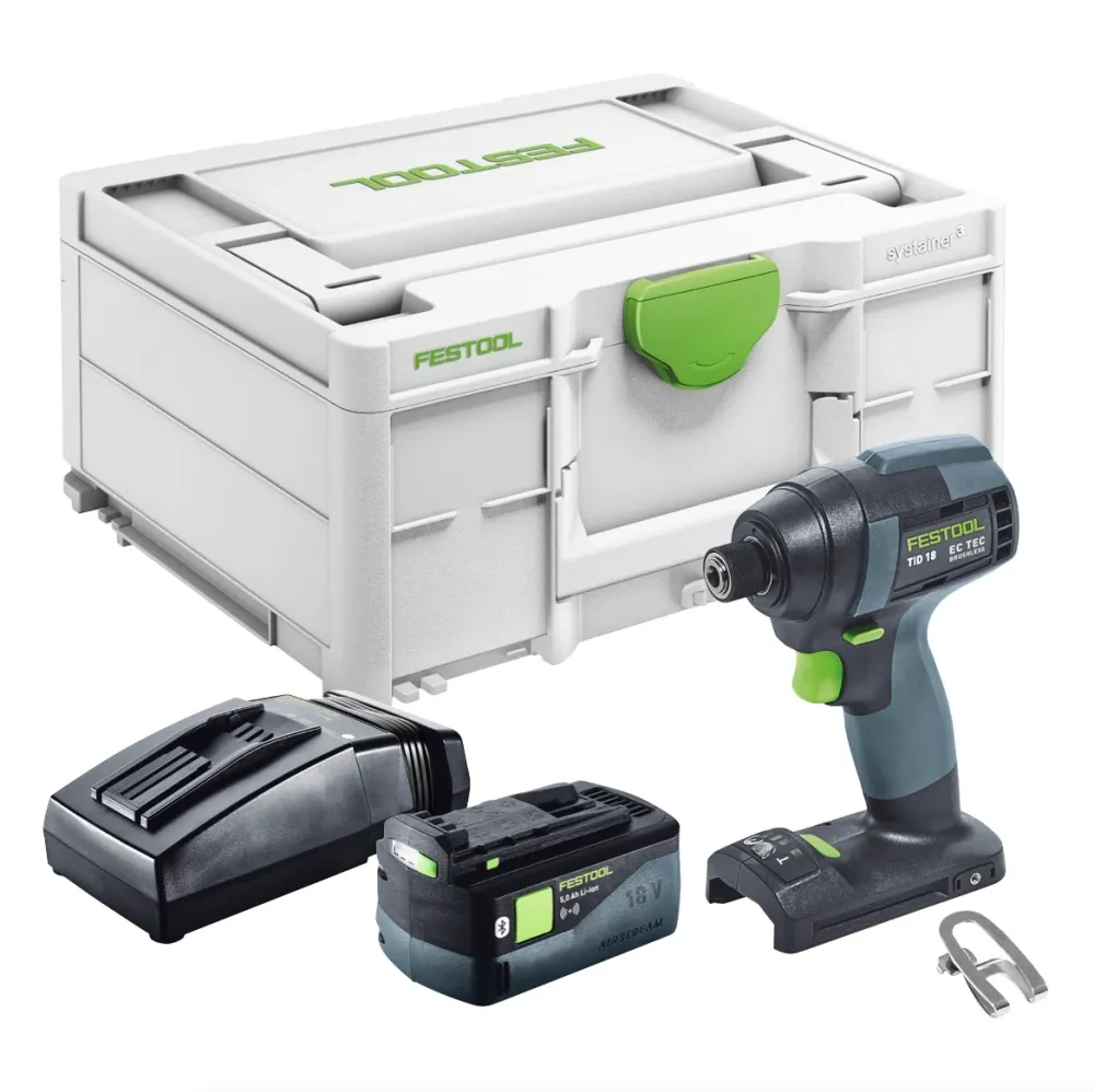 Festool TID 18-Basic akumulatorowy klucz udarowy 18 V 180 Nm 1/4" + 1x akumulator 5,0 Ah + ładowarka + systainer