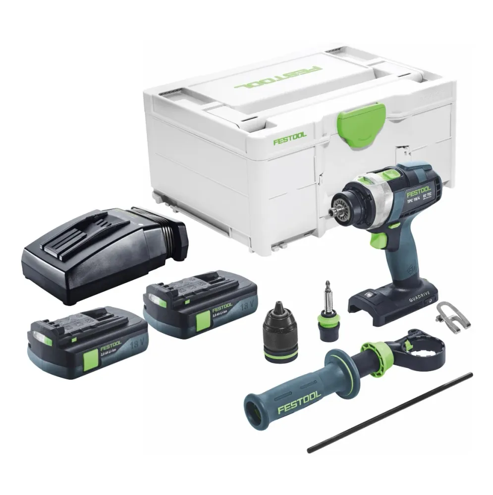 Festool TPC 18/4 I-Basic akumulatorowa wiertarko-wkrętarka udarowa 18 V 75 Nm bezszczotkowa + 2x akumulator 3,0 Ah + ładow...
